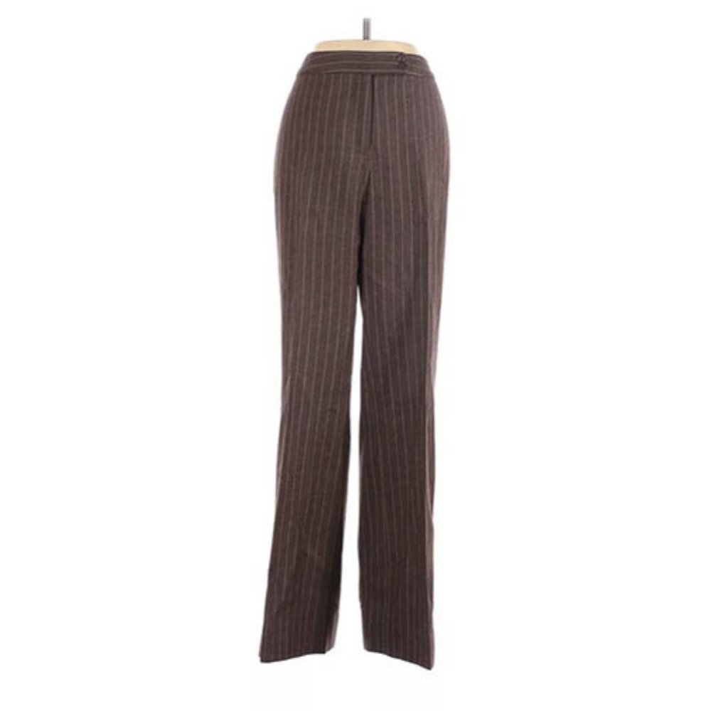Pendleton Brown Striped 100% Virgin Wool Trousers - image 1